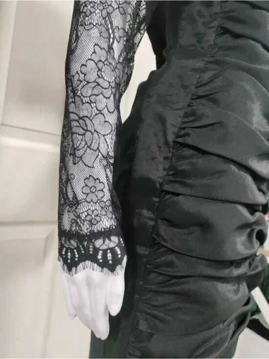 Vintage Jessica McClintock Lace Taffeta Ruched Mini Prom Dress 10 - Picture 10 of 15